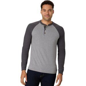 T Beefy Mens Cotton Henley Long Gray Sleeve Shirt Casual Classic Soft Tee Top